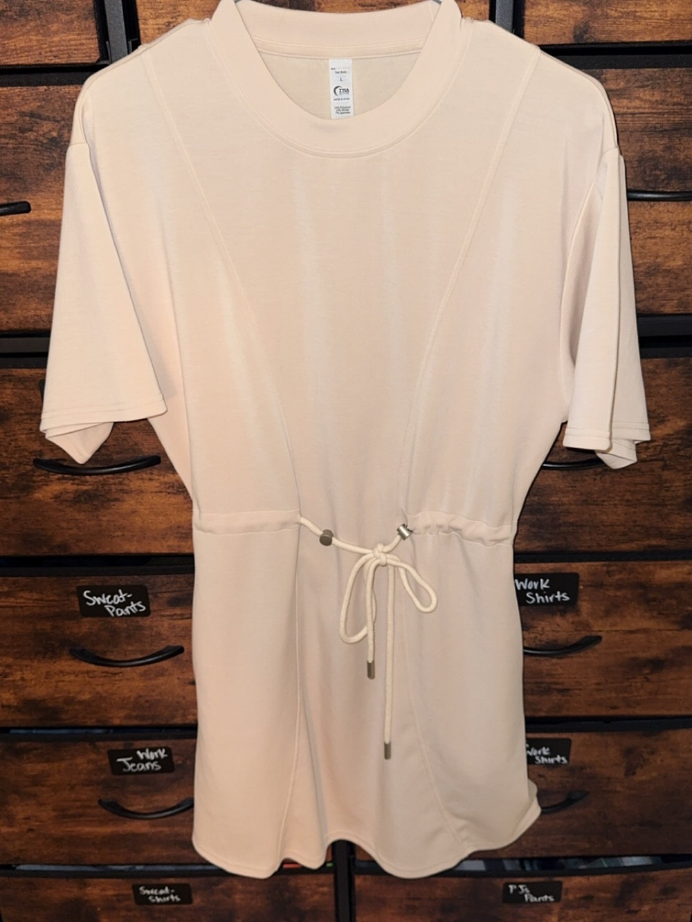 ZYIA Cream Mini Dress with Drawstring Waist